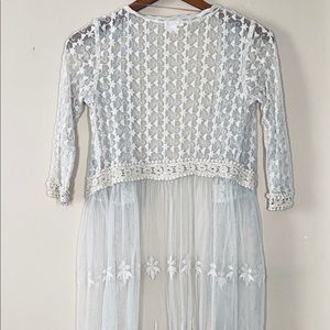 Cream Lace Mid-Length Duster. Size XS
